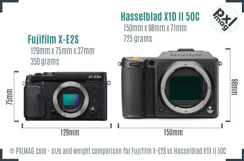 Fujifilm X-E2S vs Hasselblad X1D II 50C size comparison