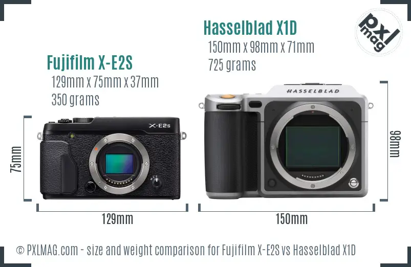 Fujifilm X-E2S vs Hasselblad X1D size comparison