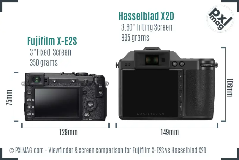Fujifilm X-E2S vs Hasselblad X2D Screen and Viewfinder comparison Fujifilm X-E2S vs Hasselblad X2D Screen and Viewfinder comparison