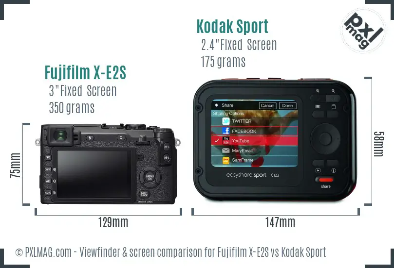 Fujifilm X-E2S vs Kodak Sport Screen and Viewfinder comparison