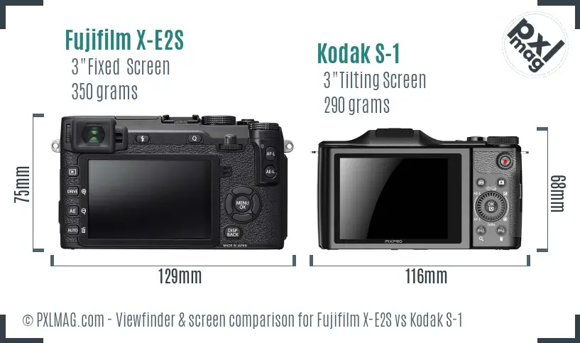 Fujifilm X-E2S vs Kodak S-1 Screen and Viewfinder comparison