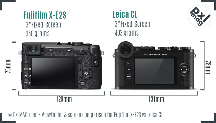 Fujifilm X-E2S vs Leica CL Screen and Viewfinder comparison