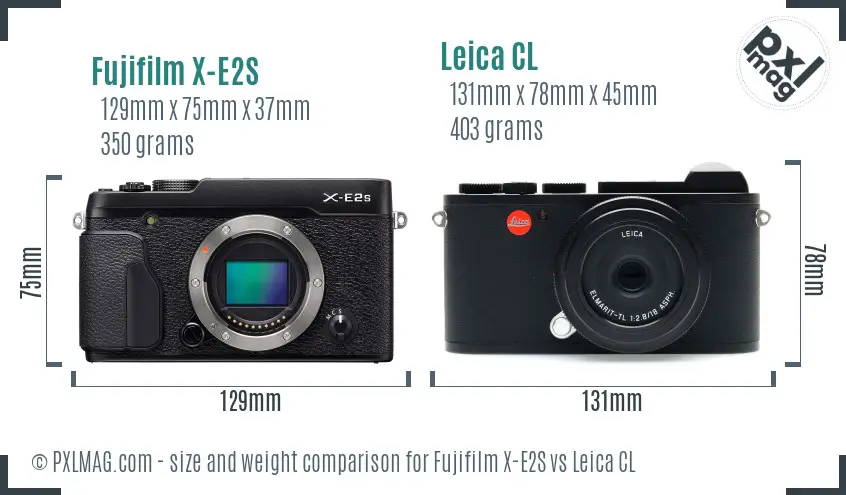 Fujifilm X-E2S vs Leica CL size comparison