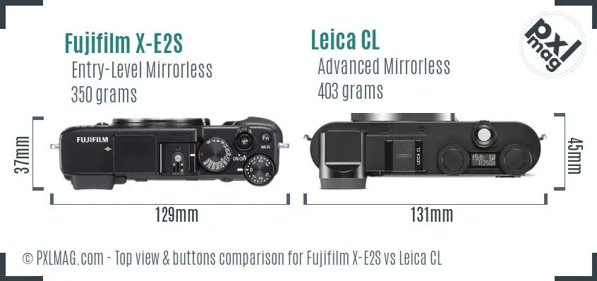 Fujifilm X-E2S vs Leica CL top view buttons comparison