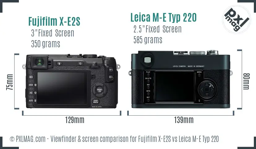 Fujifilm X-E2S vs Leica M-E Typ 220 Screen and Viewfinder comparison