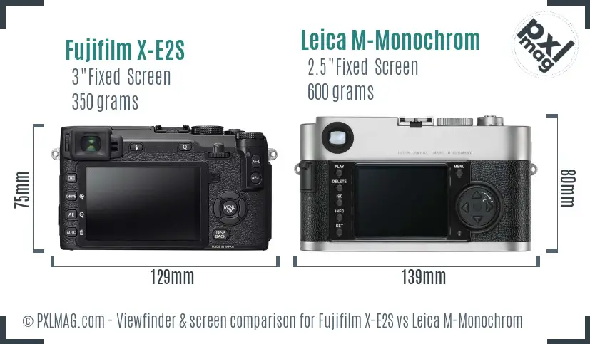 Fujifilm X-E2S vs Leica M-Monochrom Screen and Viewfinder comparison