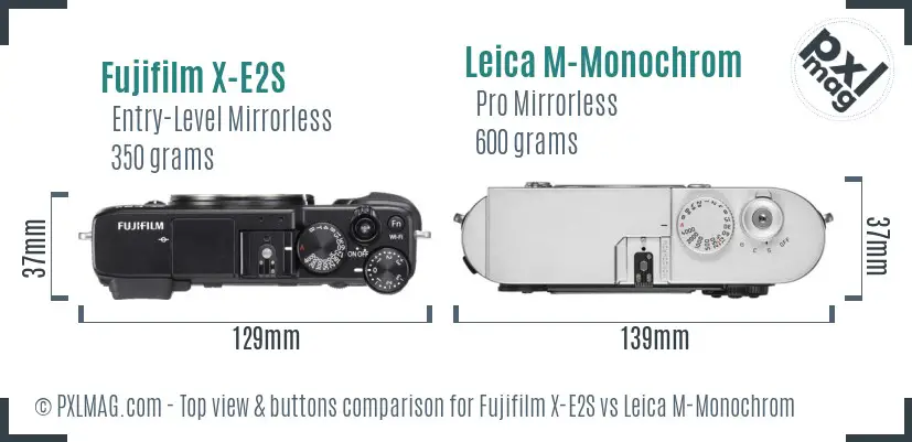 Fujifilm X-E2S vs Leica M-Monochrom top view buttons comparison