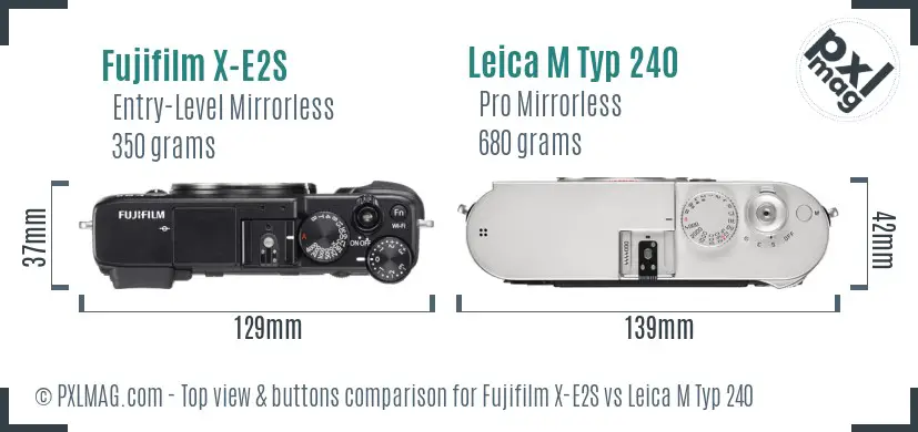 Fujifilm X-E2S vs Leica M Typ 240 top view buttons comparison