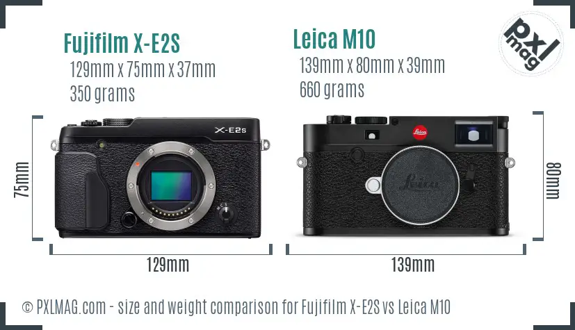 Fujifilm X-E2S vs Leica M10 size comparison