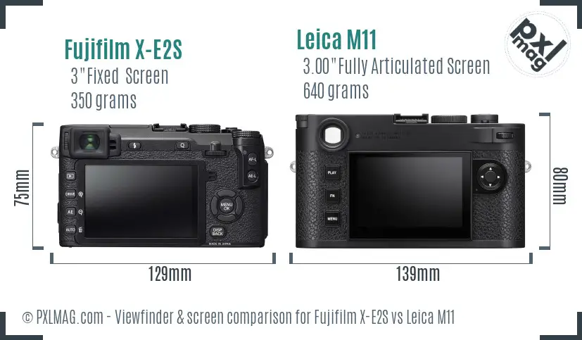 Fujifilm X-E2S vs Leica M11 Screen and Viewfinder comparison