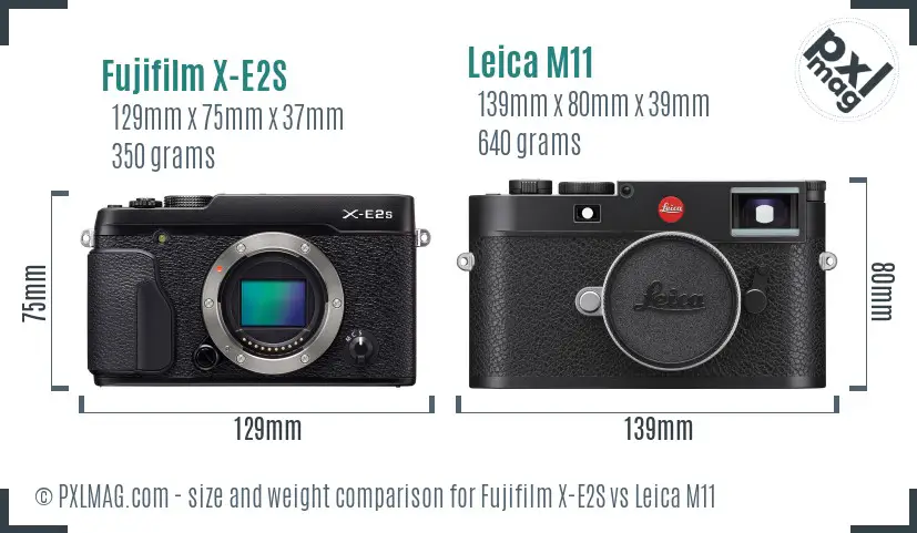 Fujifilm X-E2S vs Leica M11 size comparison