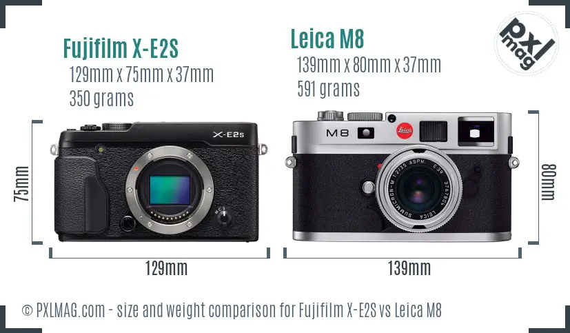 Fujifilm X-E2S vs Leica M8 size comparison