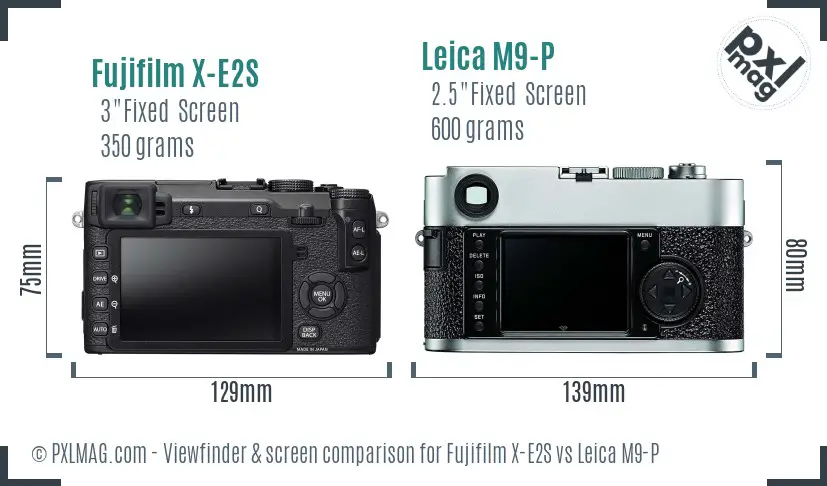 Fujifilm X-E2S vs Leica M9-P Screen and Viewfinder comparison