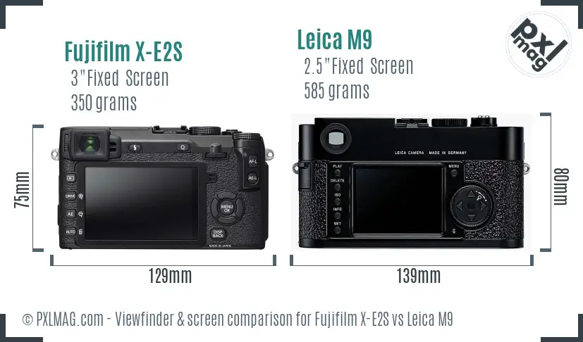 Fujifilm X-E2S vs Leica M9 Screen and Viewfinder comparison