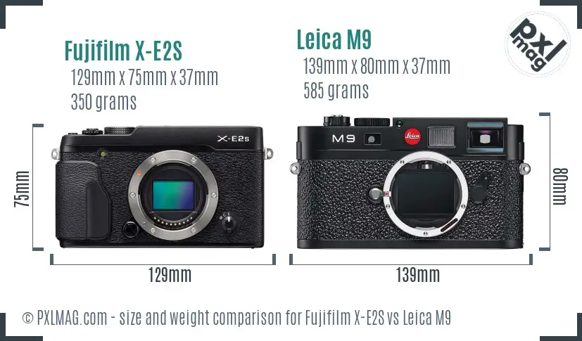 Fujifilm X-E2S vs Leica M9 size comparison