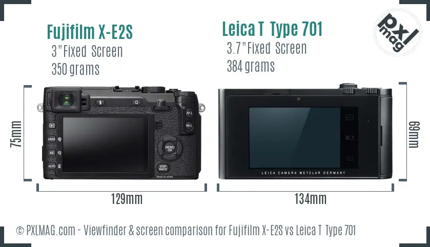 Fujifilm X-E2S vs Leica T Type 701 Screen and Viewfinder comparison Fujifilm X-E2S vs Leica T Type 701 Screen and Viewfinder comparison