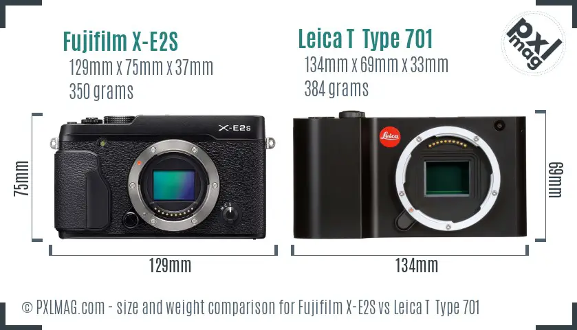 Fujifilm X-E2S vs Leica T Type 701 size comparison Fujifilm X-E2S vs Leica T Type 701 size comparison
