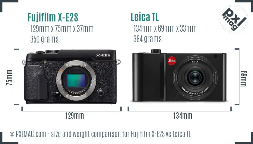 Fujifilm X-E2S vs Leica TL size comparison