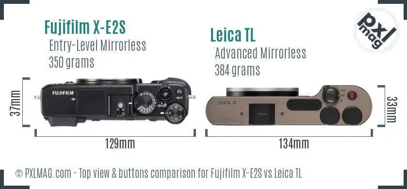Fujifilm X-E2S vs Leica TL top view buttons comparison