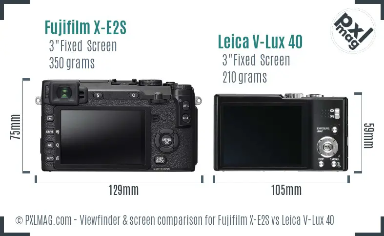 Fujifilm X-E2S vs Leica V-Lux 40 Screen and Viewfinder comparison