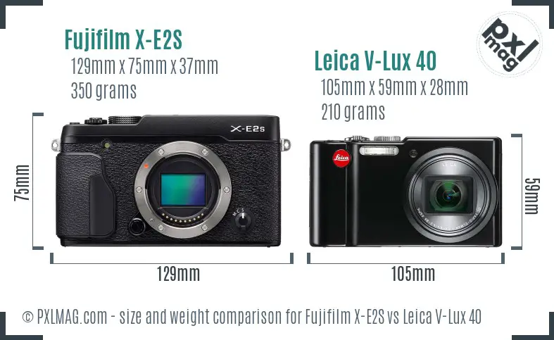 Fujifilm X-E2S vs Leica V-Lux 40 size comparison
