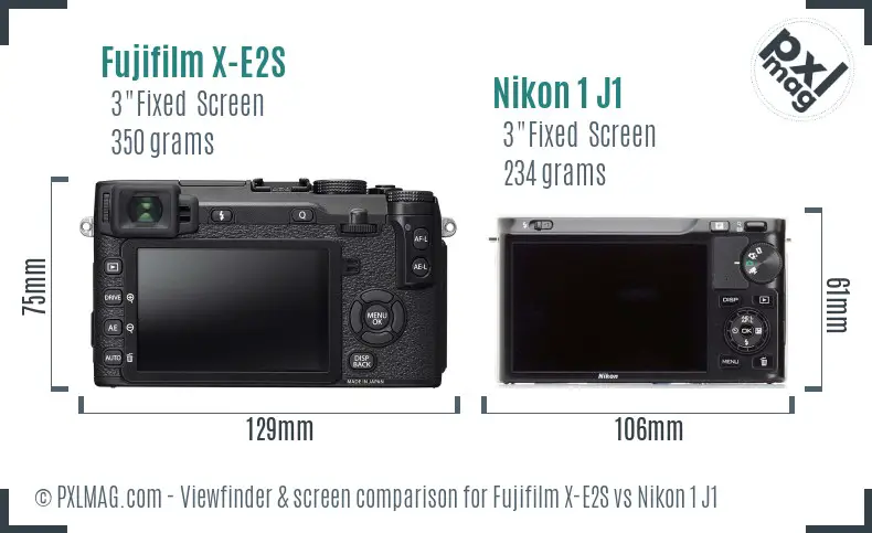 Fujifilm X-E2S vs Nikon 1 J1 Screen and Viewfinder comparison Fujifilm X-E2S vs Nikon 1 J1 Screen and Viewfinder comparison