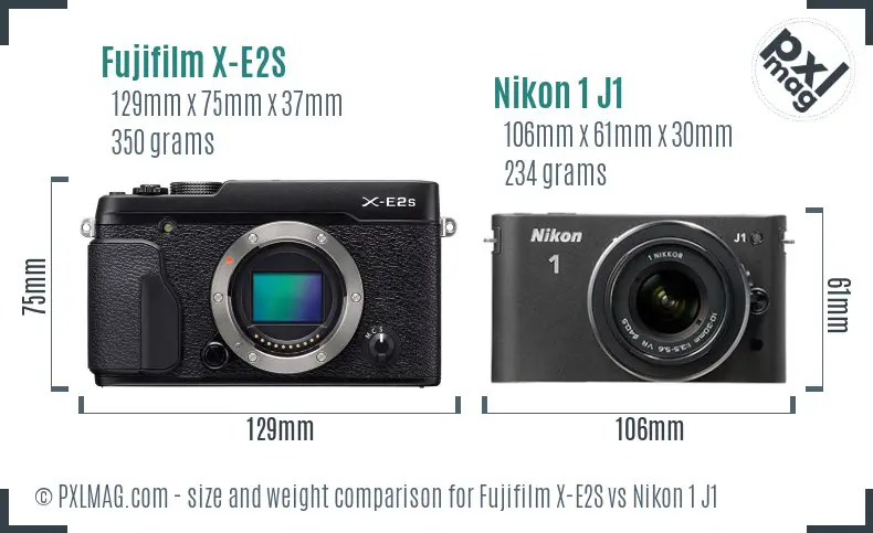 Fujifilm X-E2S vs Nikon 1 J1 size comparison Fujifilm X-E2S vs Nikon 1 J1 size comparison