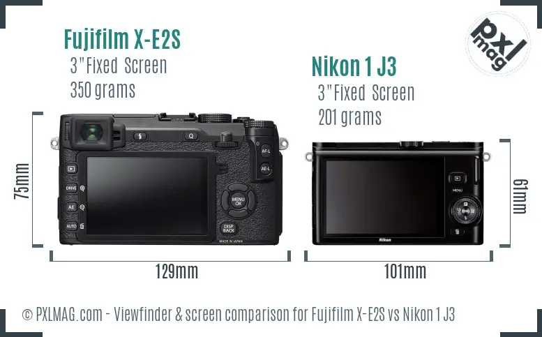 Fujifilm X-E2S vs Nikon 1 J3 Screen and Viewfinder comparison