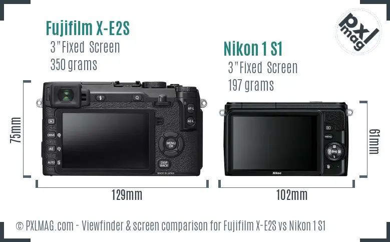 Fujifilm X-E2S vs Nikon 1 S1 Screen and Viewfinder comparison