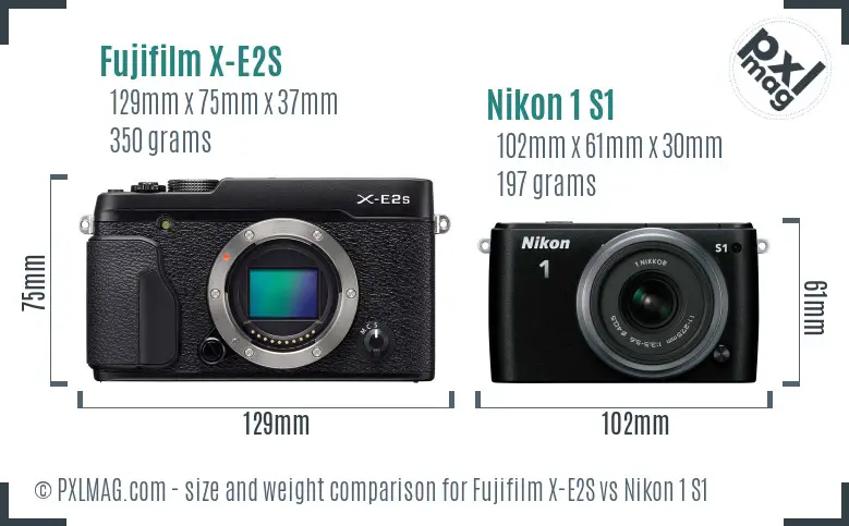 Fujifilm X-E2S vs Nikon 1 S1 size comparison