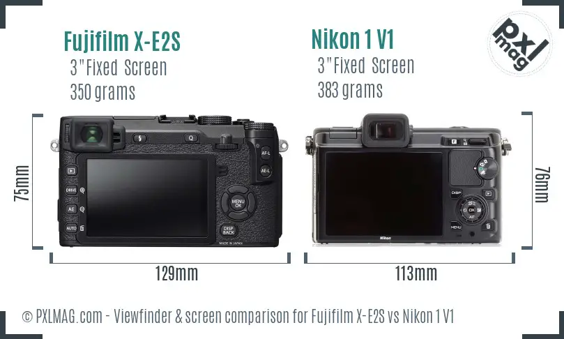 Fujifilm X-E2S vs Nikon 1 V1 Screen and Viewfinder comparison