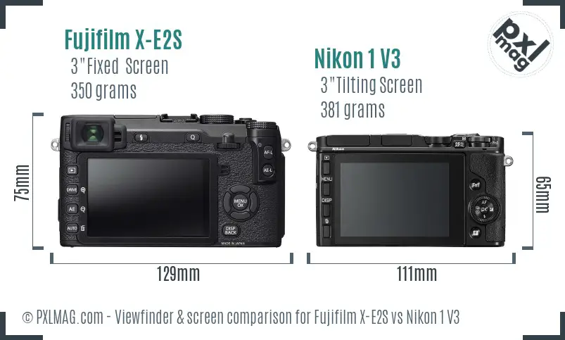 Fujifilm X-E2S vs Nikon 1 V3 Screen and Viewfinder comparison