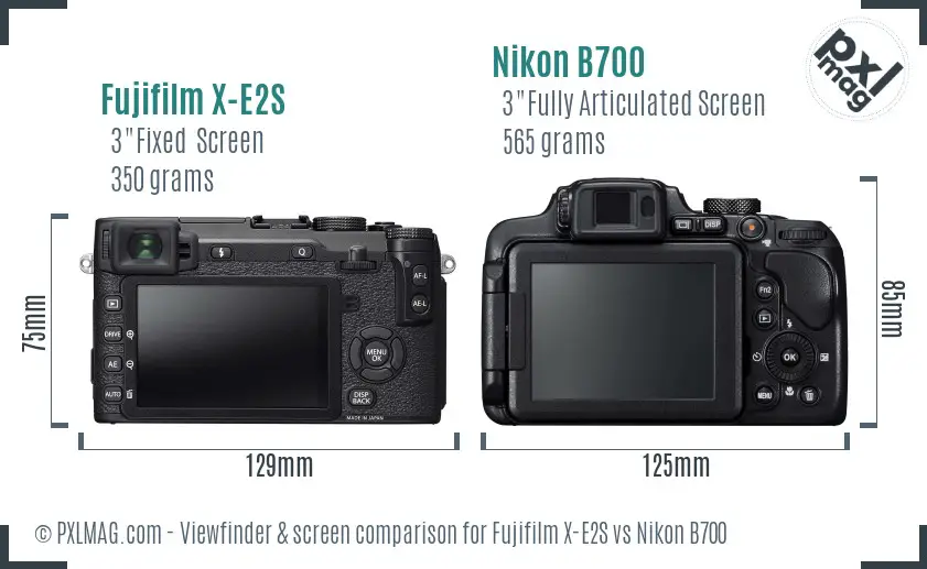 Fujifilm X-E2S vs Nikon B700 Screen and Viewfinder comparison