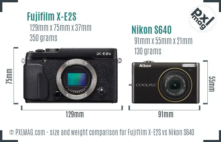 Fujifilm X-E2S vs Nikon S640 size comparison