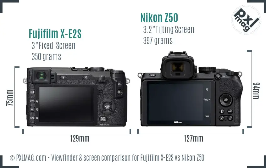 Fujifilm X-E2S vs Nikon Z50 Screen and Viewfinder comparison Fujifilm X-E2S vs Nikon Z50 Screen and Viewfinder comparison