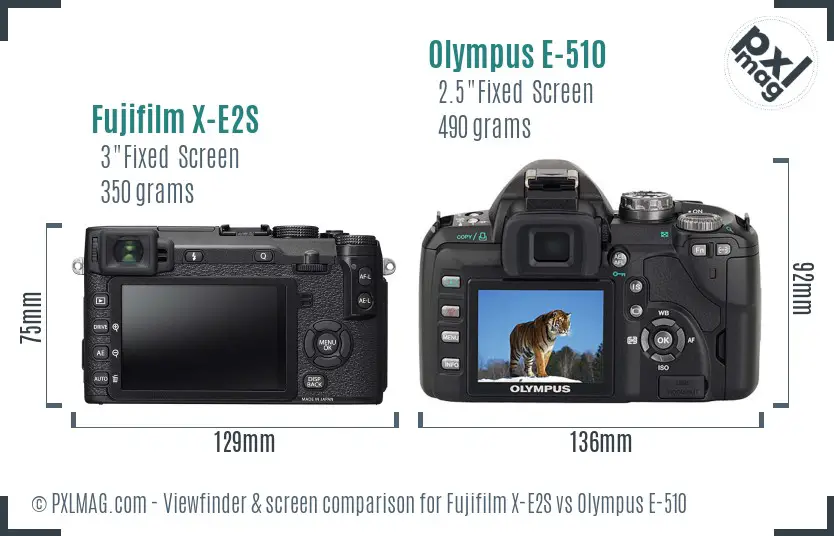 Fujifilm X-E2S vs Olympus E-510 Screen and Viewfinder comparison