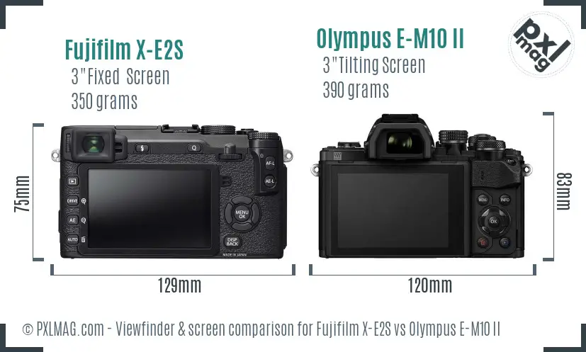 Fujifilm X-E2S vs Olympus E-M10 II Screen and Viewfinder comparison