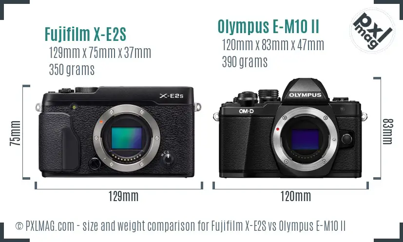 Fujifilm X-E2S vs Olympus E-M10 II size comparison