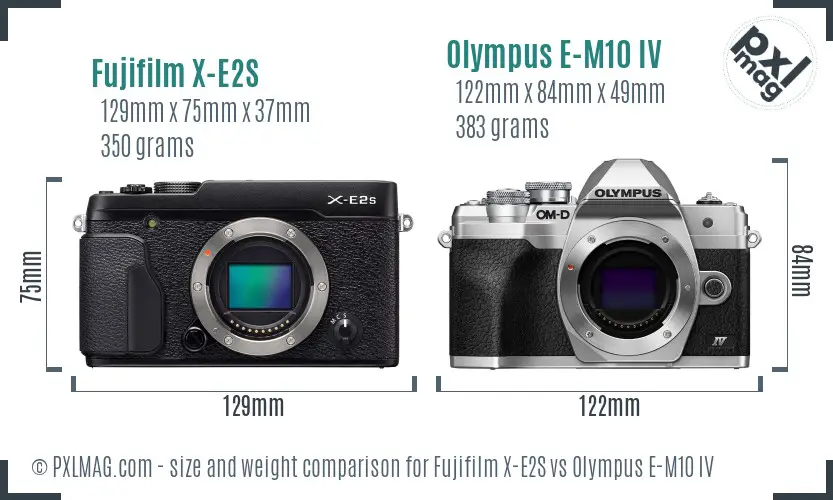 Fujifilm X-E2S vs Olympus E-M10 IV size comparison
