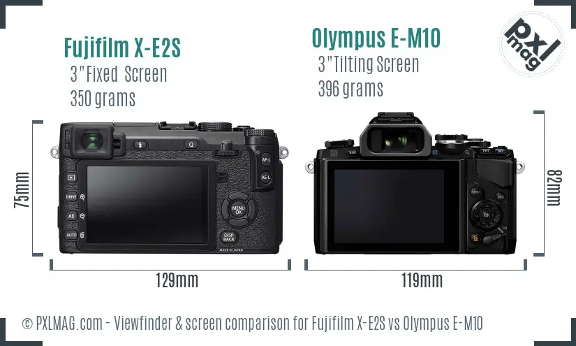 Fujifilm X-E2S vs Olympus E-M10 Screen and Viewfinder comparison
