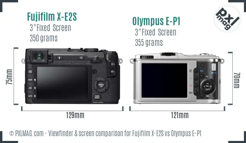 Fujifilm X-E2S vs Olympus E-P1 Screen and Viewfinder comparison