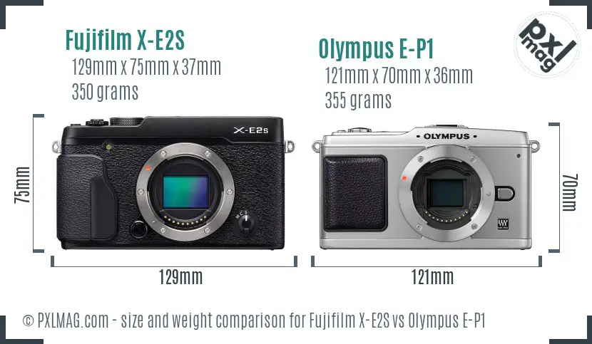 Fujifilm X-E2S vs Olympus E-P1 size comparison