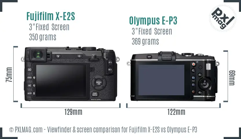 Fujifilm X-E2S vs Olympus E-P3 Screen and Viewfinder comparison