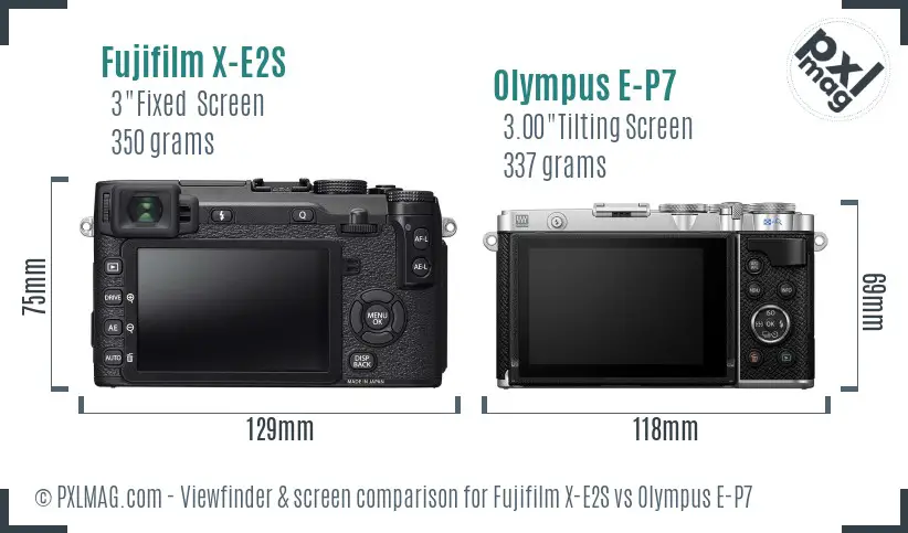 Fujifilm X-E2S vs Olympus E-P7 Screen and Viewfinder comparison