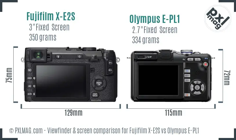 Fujifilm X-E2S vs Olympus E-PL1 Screen and Viewfinder comparison