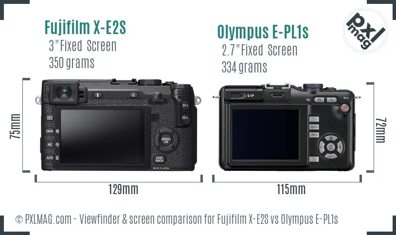 Fujifilm X-E2S vs Olympus E-PL1s Screen and Viewfinder comparison