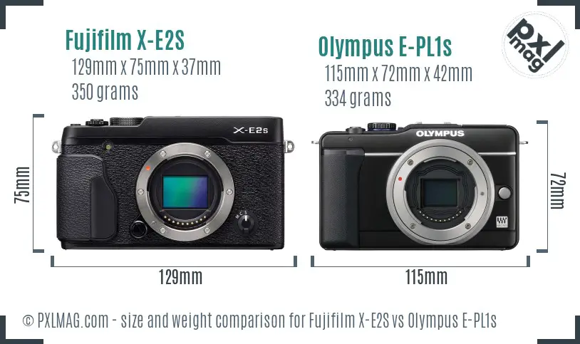 Fujifilm X-E2S vs Olympus E-PL1s size comparison