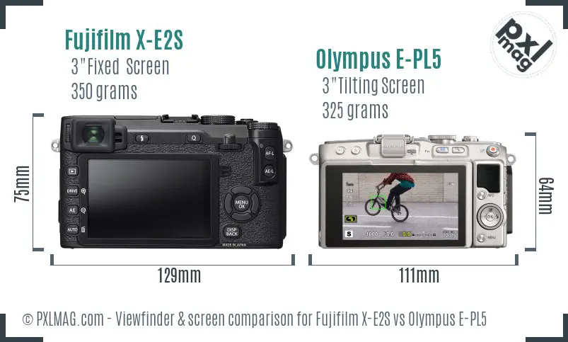 Fujifilm X-E2S vs Olympus E-PL5 Screen and Viewfinder comparison