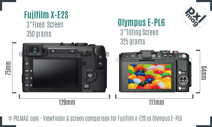 Fujifilm X-E2S vs Olympus E-PL6 Screen and Viewfinder comparison