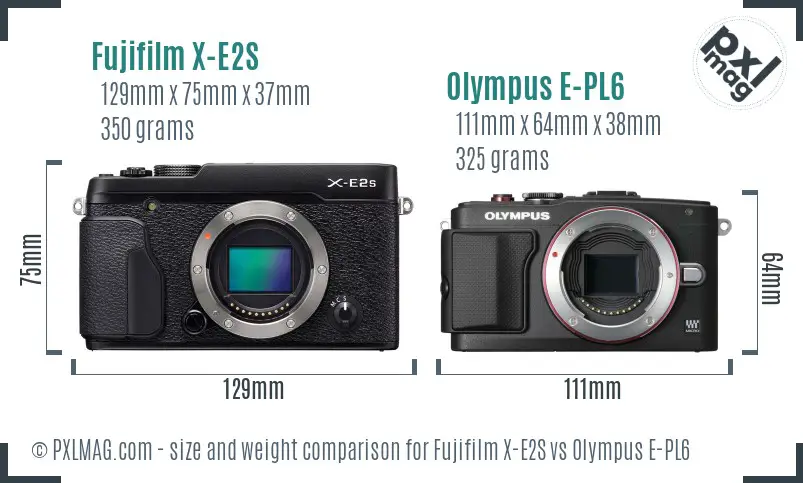Fujifilm X-E2S vs Olympus E-PL6 size comparison